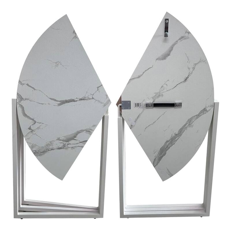 White Carrera Foldable Round Trifold Table 43" Modern Multi-Use Design