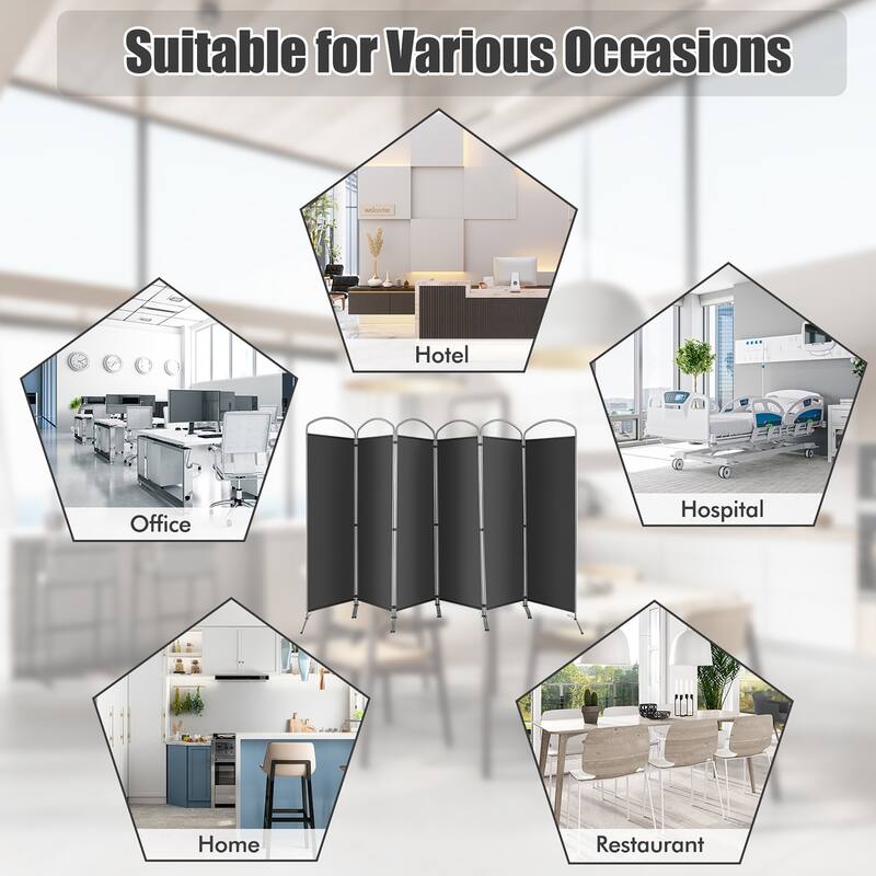 Costway 6 Panels Folding Privacy Screen 6 Ft Tall Fabric Privacy