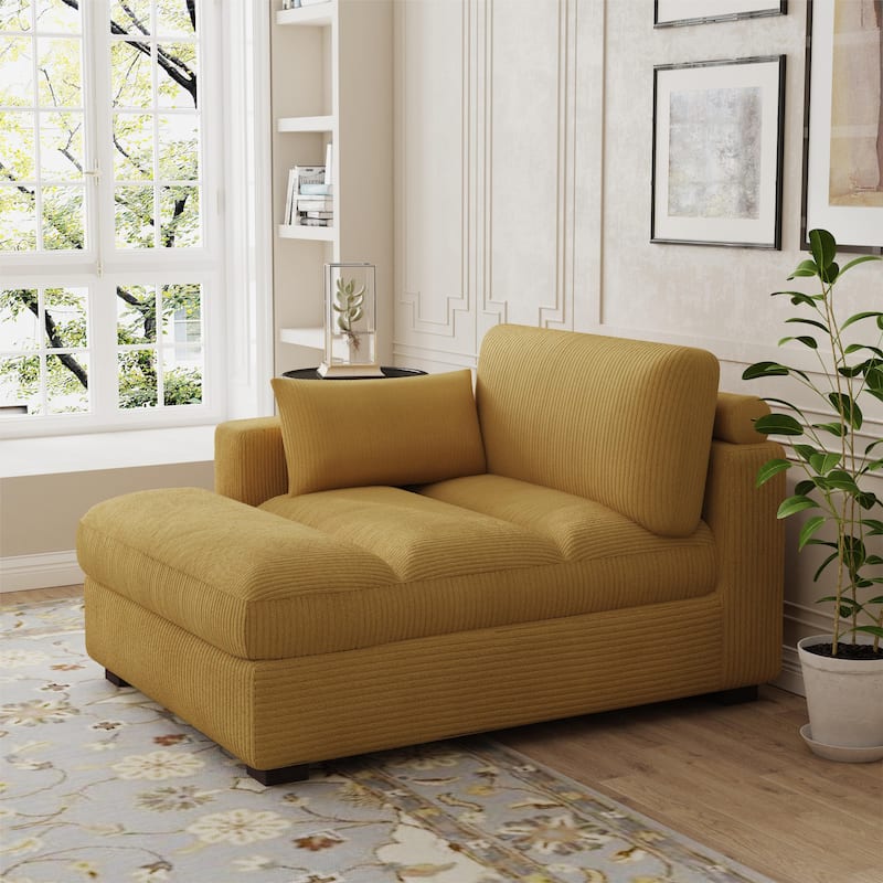 Modern Corduroy L-Shaped Sofa Chaise Lounge Couch
