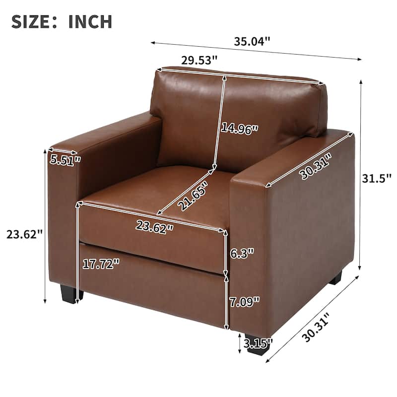 Christopher Knight Home - Harry Modern Upholstered Faux Leather Accent Armchair with Square Arms & High-Density Foam Seat