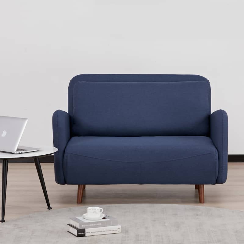 Artdeco Home - Boston & Cypress Convertible Futon Chair - Faux Linen Blue - Chair