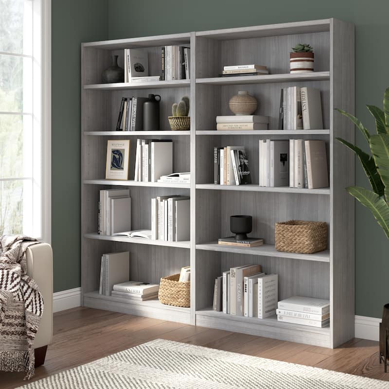 Universal Tall 5 Shelf Bookcase Storage - Set of 2 by Bush Furniture - Platinum Gray