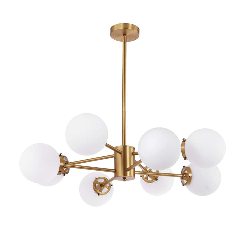 GetLedel 8-Light Dimmable Sputnik Chandelier with Glass Globe Shades