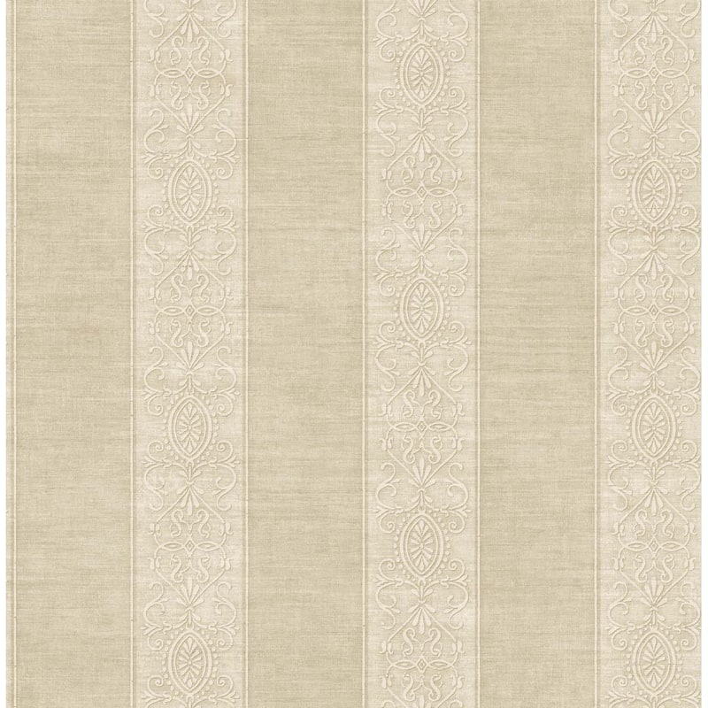 Seabrook Designs Hinson Stripe Unpasted Wallpaper - 20.5 in. W x 33 ft. L - Metallic Linen