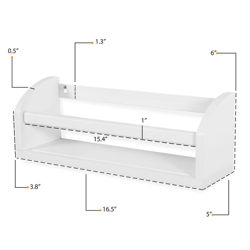 Wallniture Lissa Wood Bookshelf White Floating Shelves Toy Storage Kids