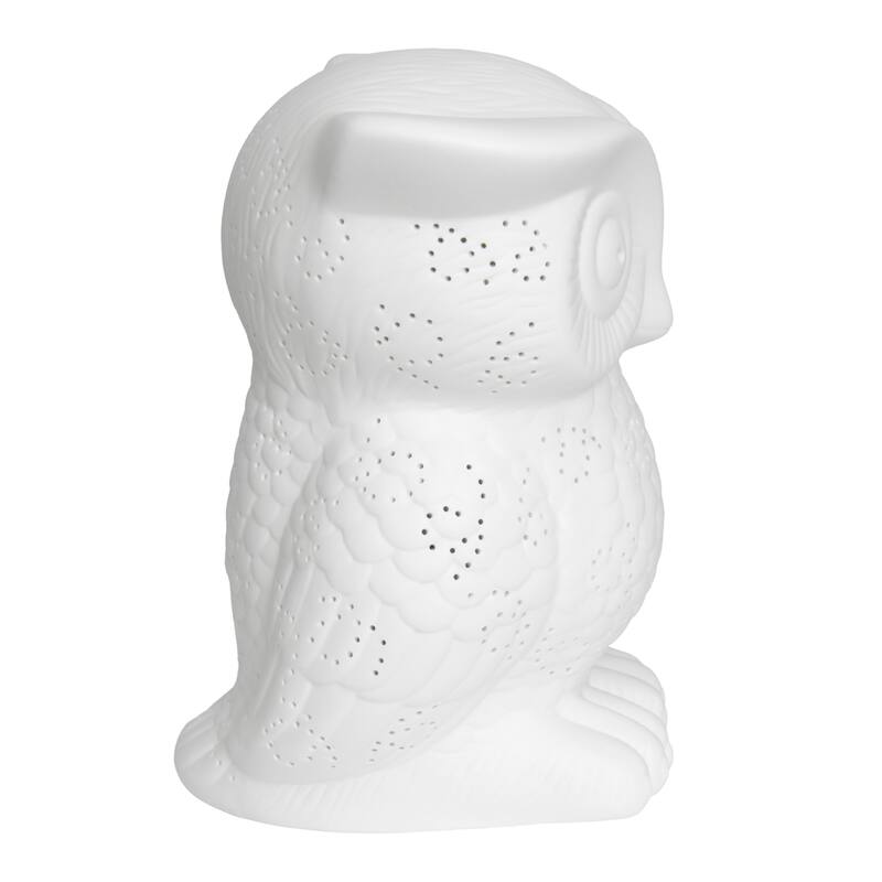 Wisdom Owl Porcelain Table Lamp - 9.75" - White