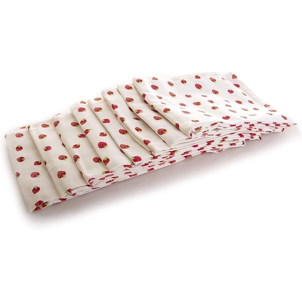 100% Cotton Strawberry Hand Towel- Kitchen Dish Towel- Tea Towel - Flour Sack Towel - Set of 4