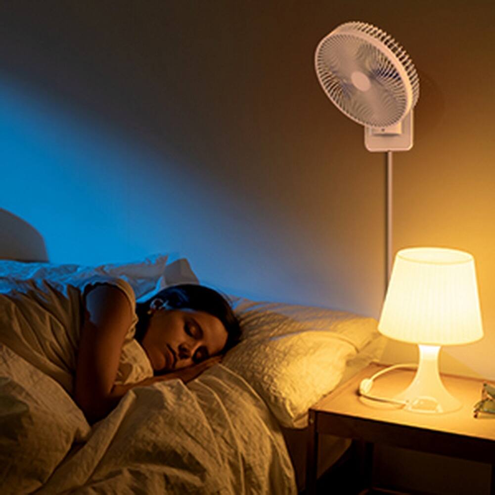 Small Wall Mount Fan with 4 Speeds and Remote Control,White Bed Bath