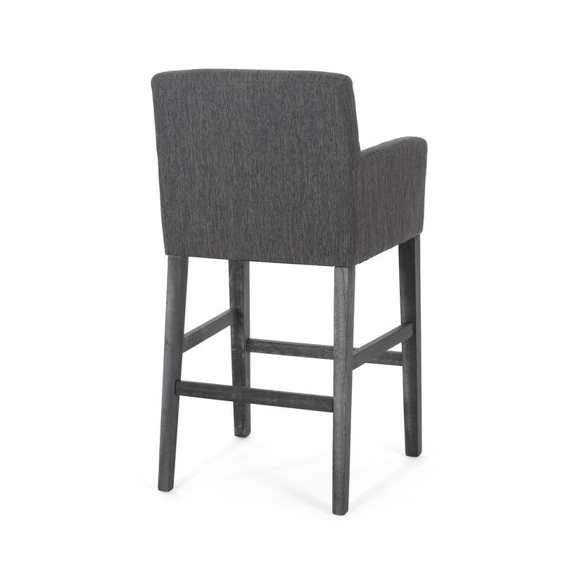 Rekah Barstool Chair, Charcoal Fabric and Wood Frame, Soft Cushioning