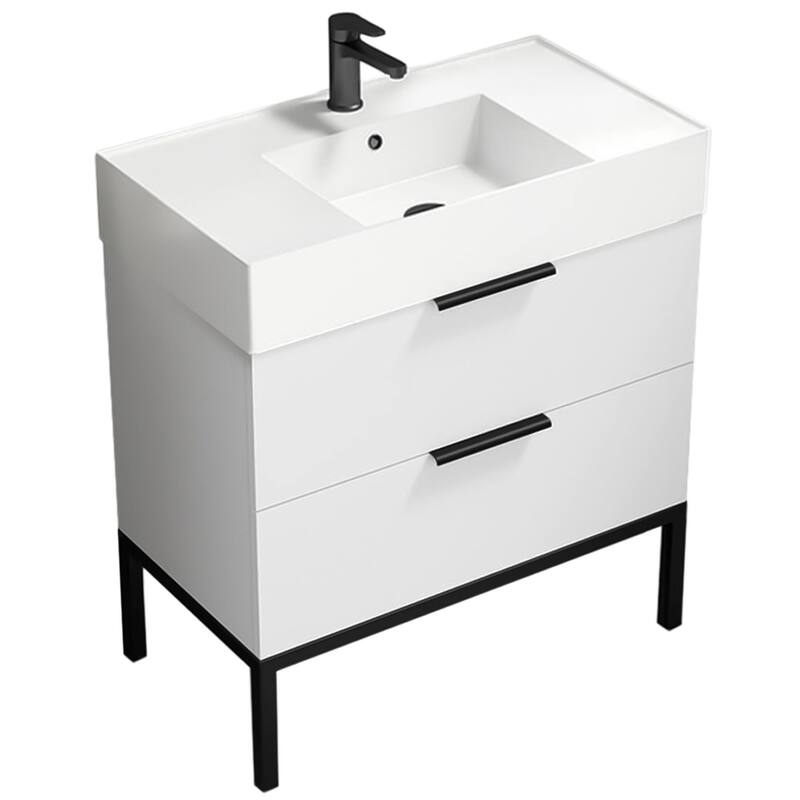 Nameeks Derin-3217 Derin 32" Free Standing Single Basin Vanity Set - Glossy White - Glossy