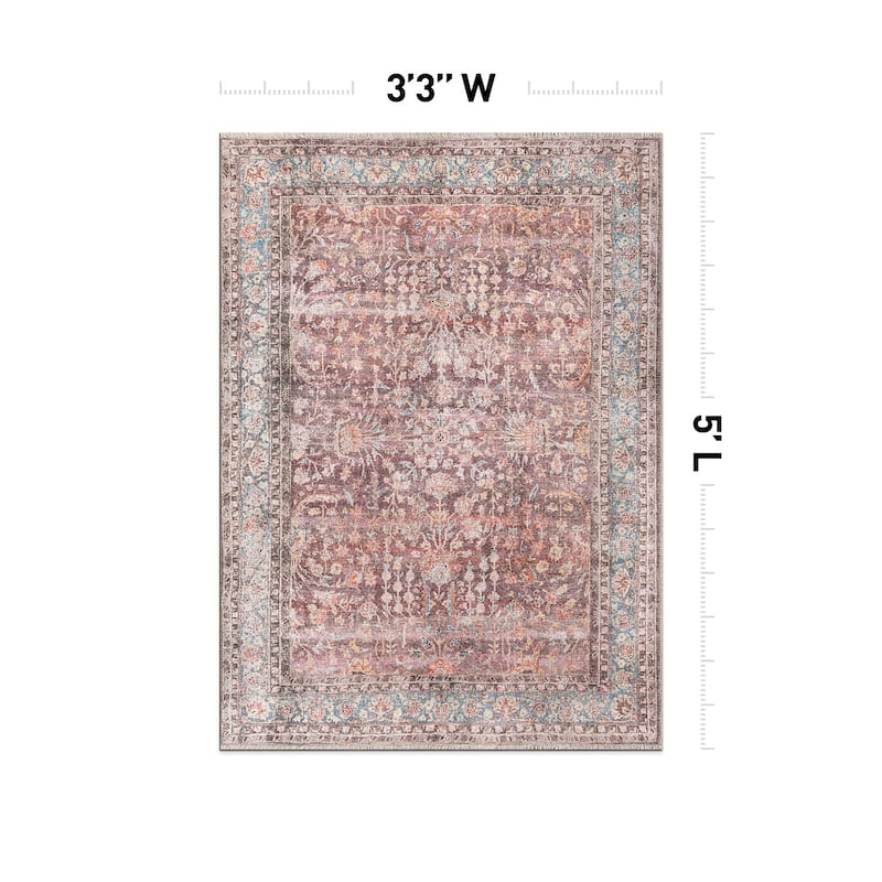 World Rug Gallery Vintage Distressed Bordered Washable Area Rug