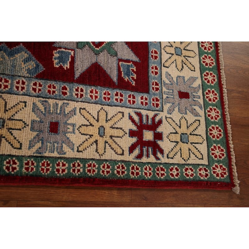 Red Kazak Oriental Rug Hand-Knotted Wool Carpet - 4'0" x 5'8"