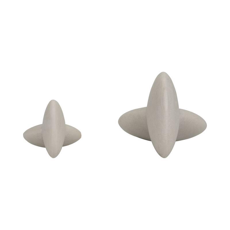 Sagebrook Home 8/11" Ulises Abstract Object, White, 8"H, Set Of 2 - 11" x 8" x 8"