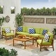 preview thumbnail 10 of 27, Perla Acacia Wood 7-piece Outdoor Chat Set by Christopher Knight Home