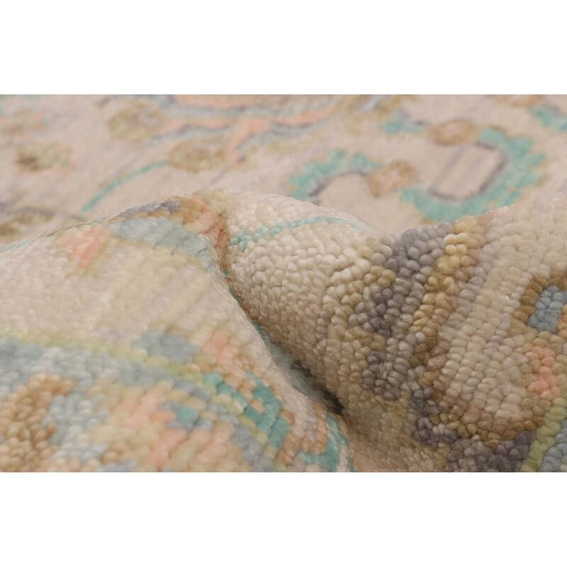 ECARPETGALLERY Hand-knotted Modern Oushak Ivory Wool Rug - 8'0 x 10'0