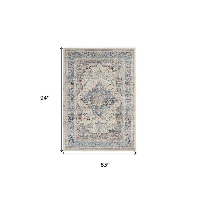 HomeRootsFloral Transitional Rectangle Area Rug - 94' X '63' X '0.5
