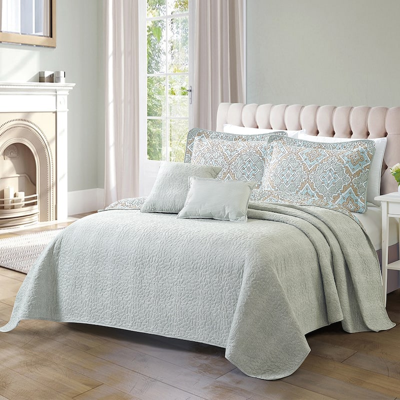 Home Soft Things 5 Piece Printed Microfiber Diego Quilts Set