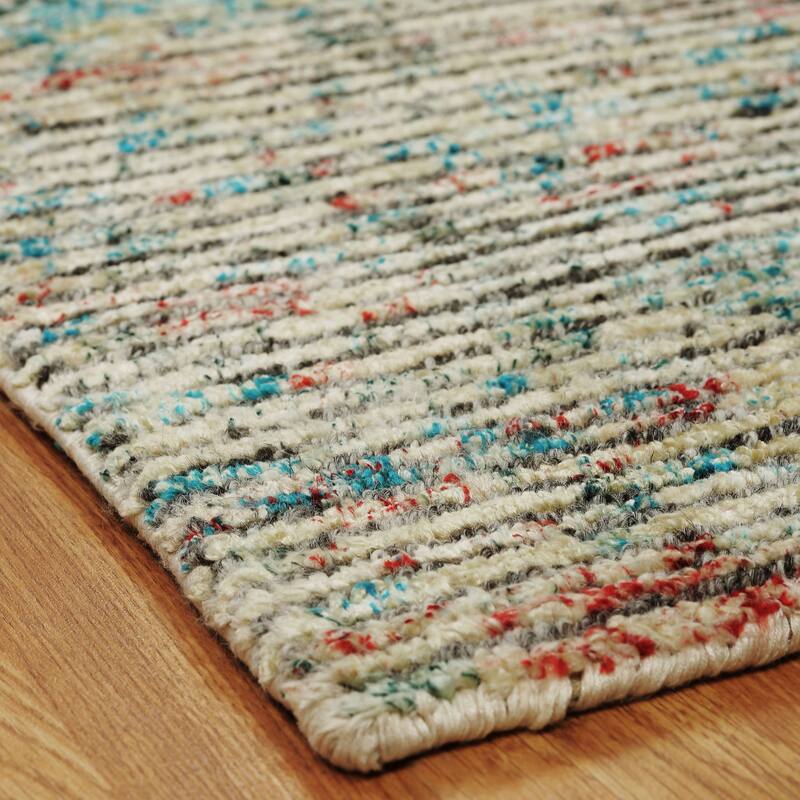 Modern Grey Hand-Knotted Wool & Viscose Area Rug
