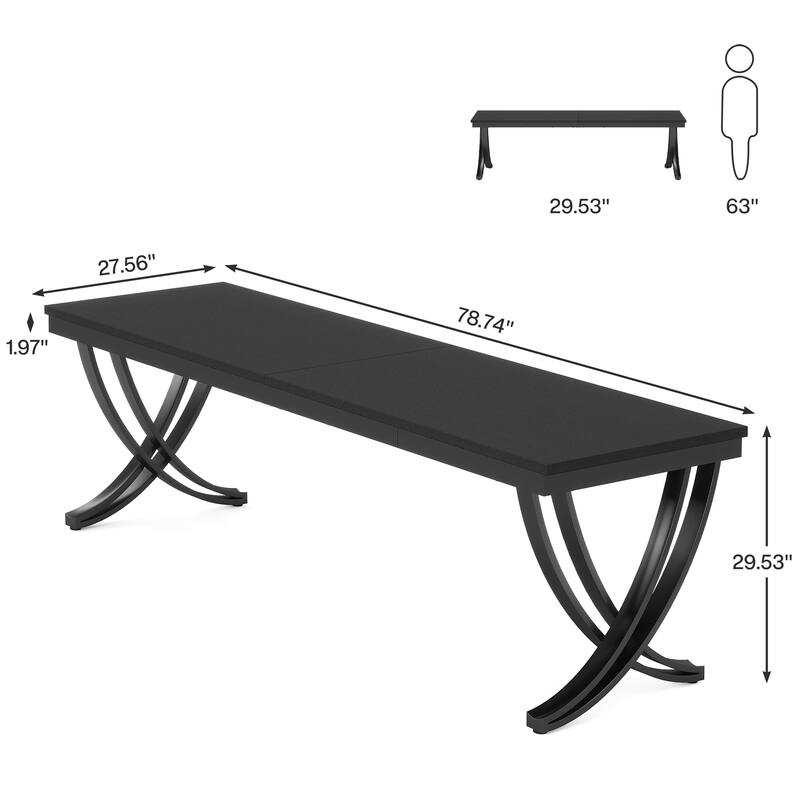 78.74" Extra Long Double Computer Desk with Unique Metal Legs for Home Office