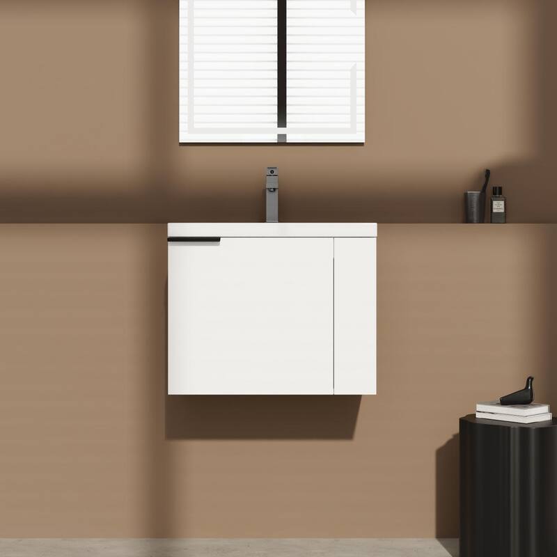 BNK 24"/48" Single Sink Bathroom Vanity with Soft Close Door and Shelf, Modern Floating Vanity