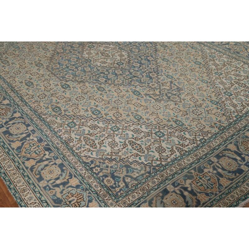 Geometric Tabriz Persian Area Rug Handmade Oriental Pink Wool Carpet - 8'4"x 11'5"