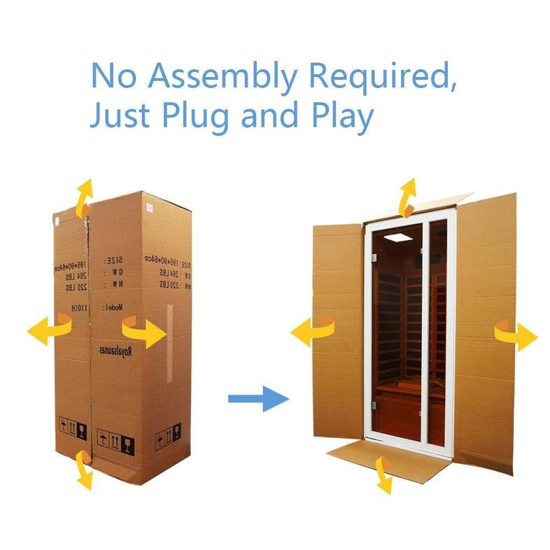 Vanity Art 1 or 2 Person Extendable Indoor FAR Infrared Sauna Bluetooth Compatible with 6 Carbon Heaters