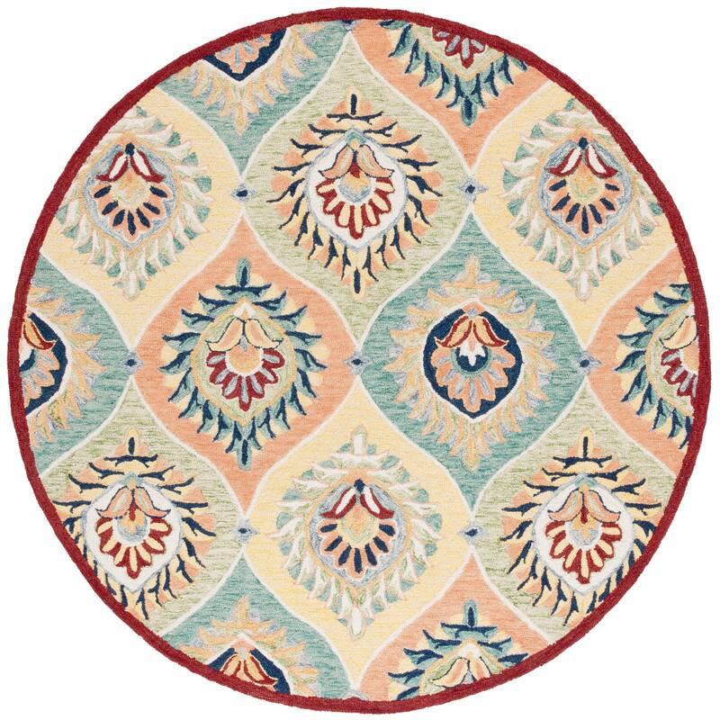 SAFAVIEH Handmade Heritage Trellis Traditional Wool Rug - 6' Round - Green/Rust