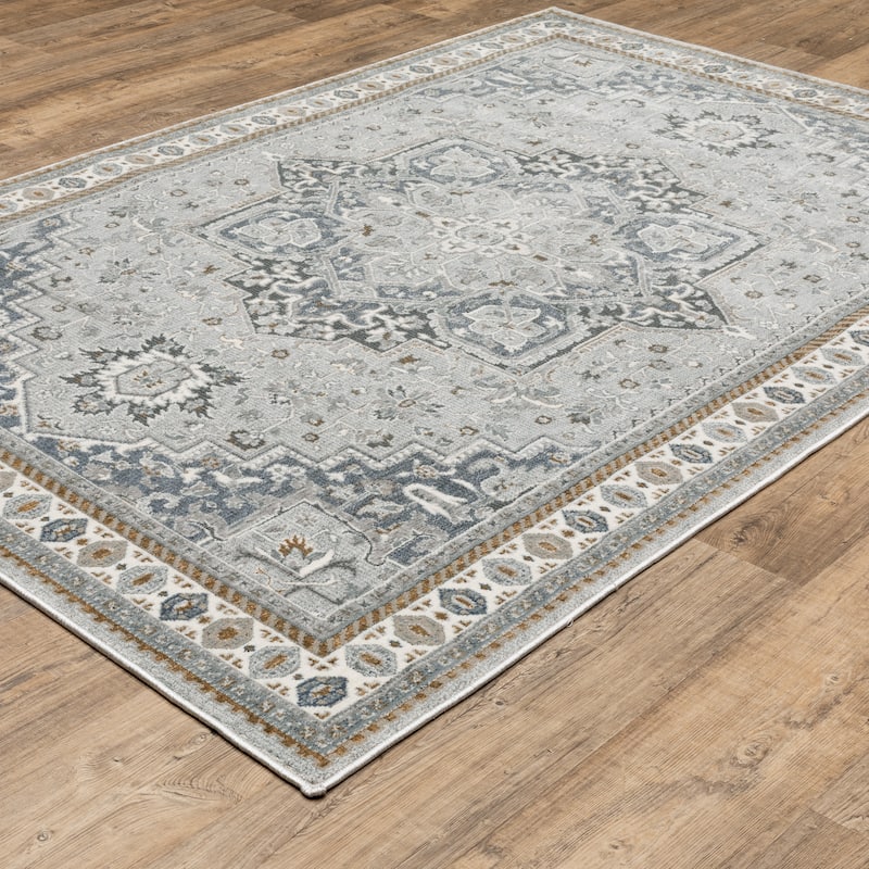 Style Haven Everly Traditional Center Medallion Blue/ Grey Area Rug