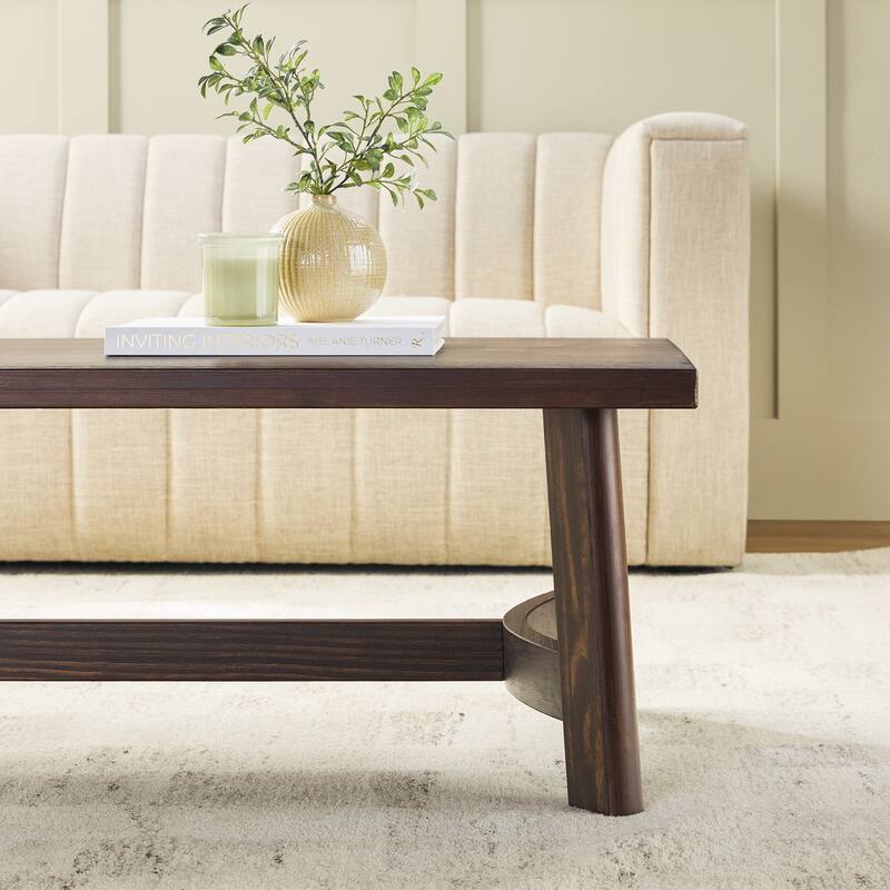 Walker Edison Modern Farmhouse Solid Wood Rectangle Coffee Table