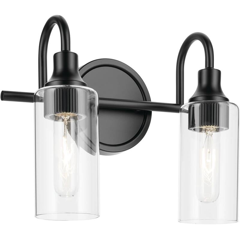 Kichler 55210 Kavi 2 Light 13" Wide Vanity Light with Clear Glass - Black