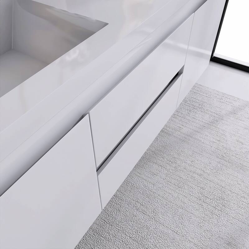 60" Wall-Mounted 2-drawer Bathroom Vanity Set with Integrated Double Sink