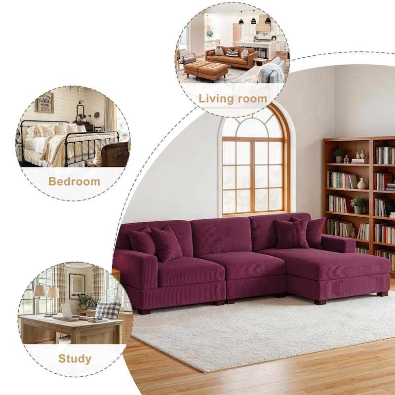 Oversized L-shaped Modular Sectional Sofa with Chaise Lounge