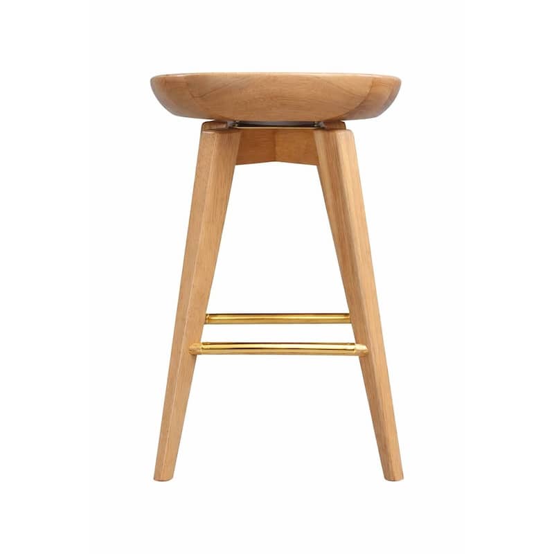 Bali Backless Wood Swivel Barstool