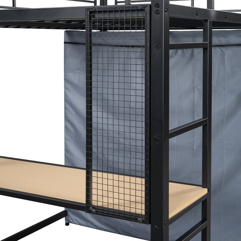 Twin/Full Size Loft Bed,Multi-functional Metal High Loft Bed Frame