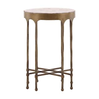 Furniture Classics Shirley Gold Iron Marble Traditional End Table