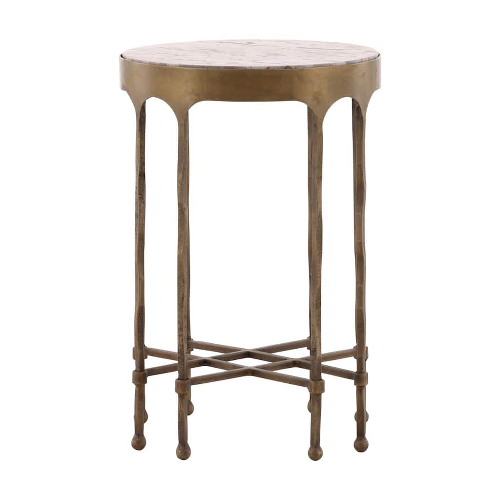 Furniture Classics Shirley Gold Iron Marble Traditional End Table