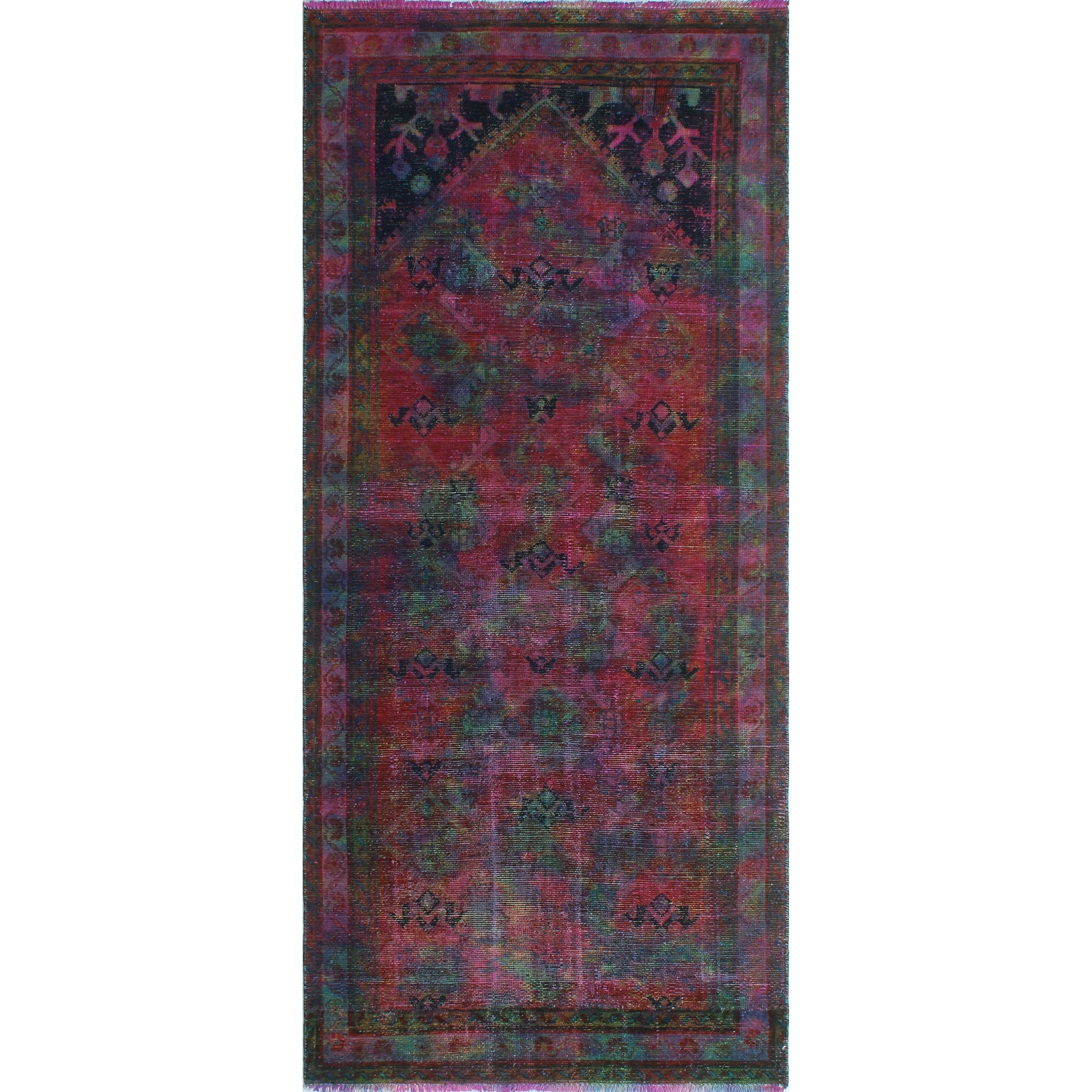 Shop Noori Rug Vintage Yoselin Pink Green Runner 3 5 X 7 9 On Sale Overstock 32041368