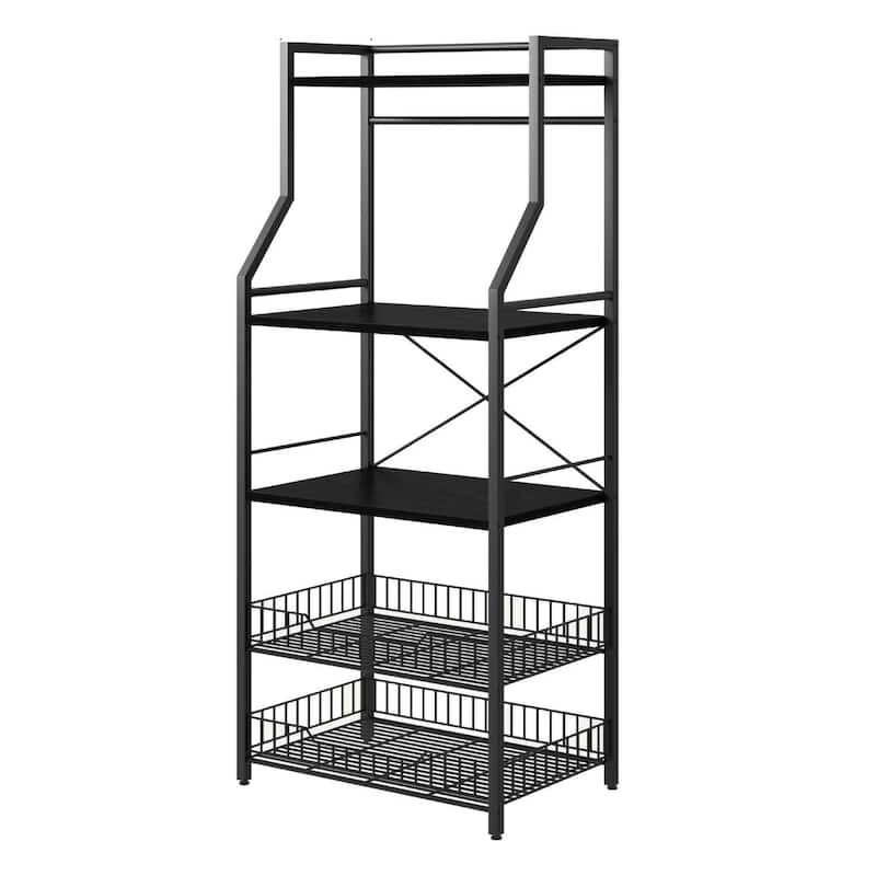 5-Tier Kitchen Bakers Rack with 2 Large Wire Baskets
