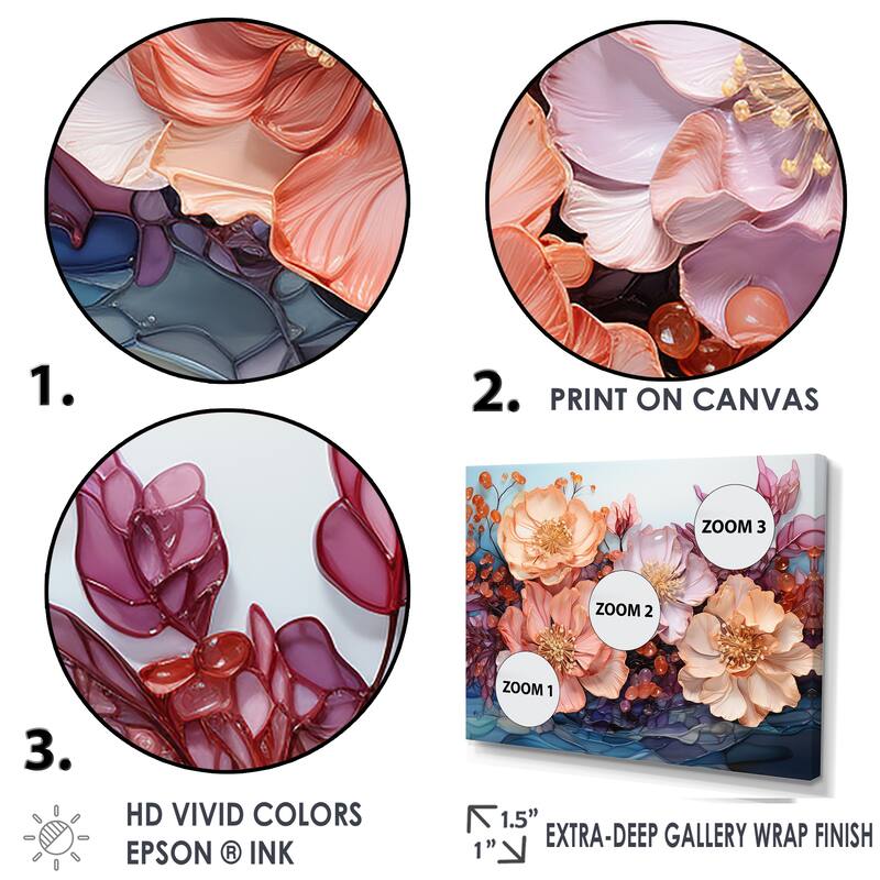 Designart "Peach Hydrangea S Whispers" Flowers Wall Art