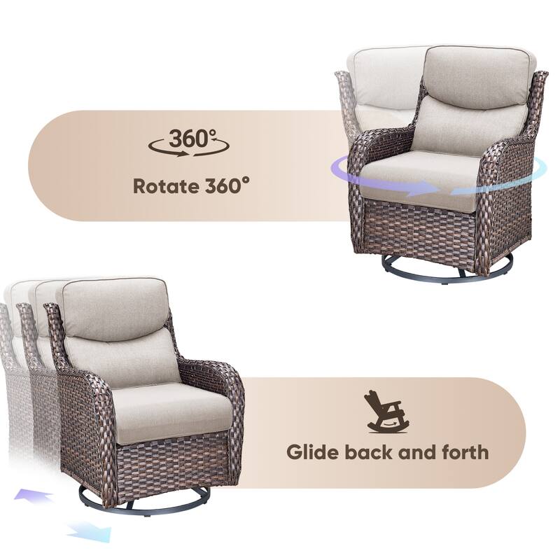 Pocassy Outdoor Swivel Glider Chairs with 4Inch 5Inch 6Inch Cushion