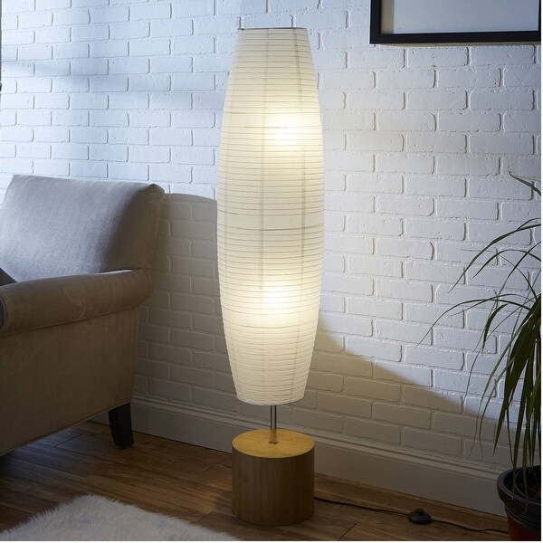 Rice Paper Shade Floor Lamp Brown Bamboo Finish Bed Bath Beyond 36300994