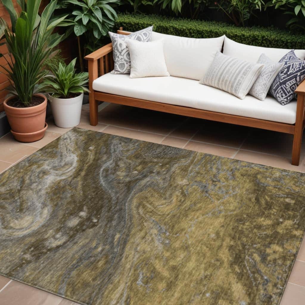 HomeRoots Abstract Transitional Rectangle Outdoor Rug