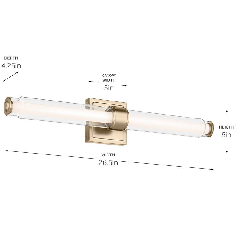 Kichler Lighting Laurene 26.5" Linear Bath Bar Medium LED with Clear Glass in Champagne Bronze
