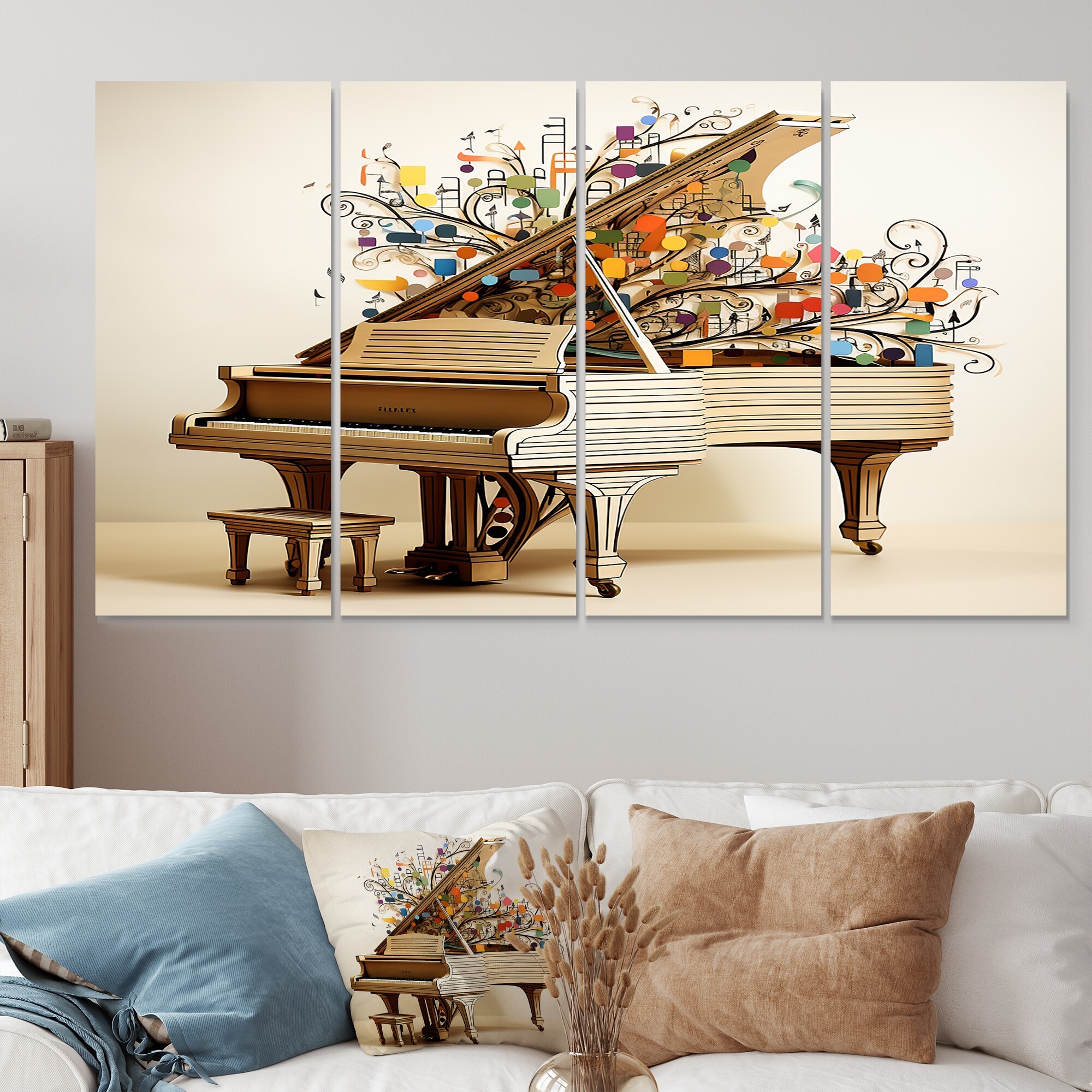 アート・デザイン・音楽 Styles of Living by Isa Vercelloni Designart - Seeing The Music Classic Piano - Piano Canvas Wall Art