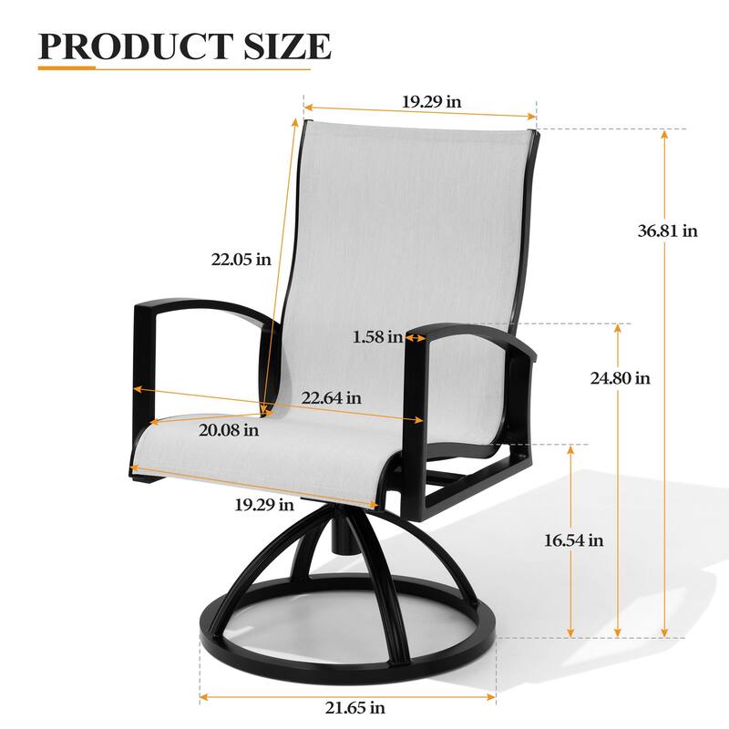Outdoor Patio Aluminum Swivel Dining Chairs Armchair Sunbrella Fabric