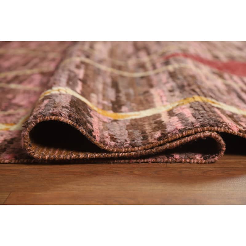 Geometric Moroccan Oriental Large Rug Hand-Knotted Pink Wool Carpet - 10'1" x 13'10"