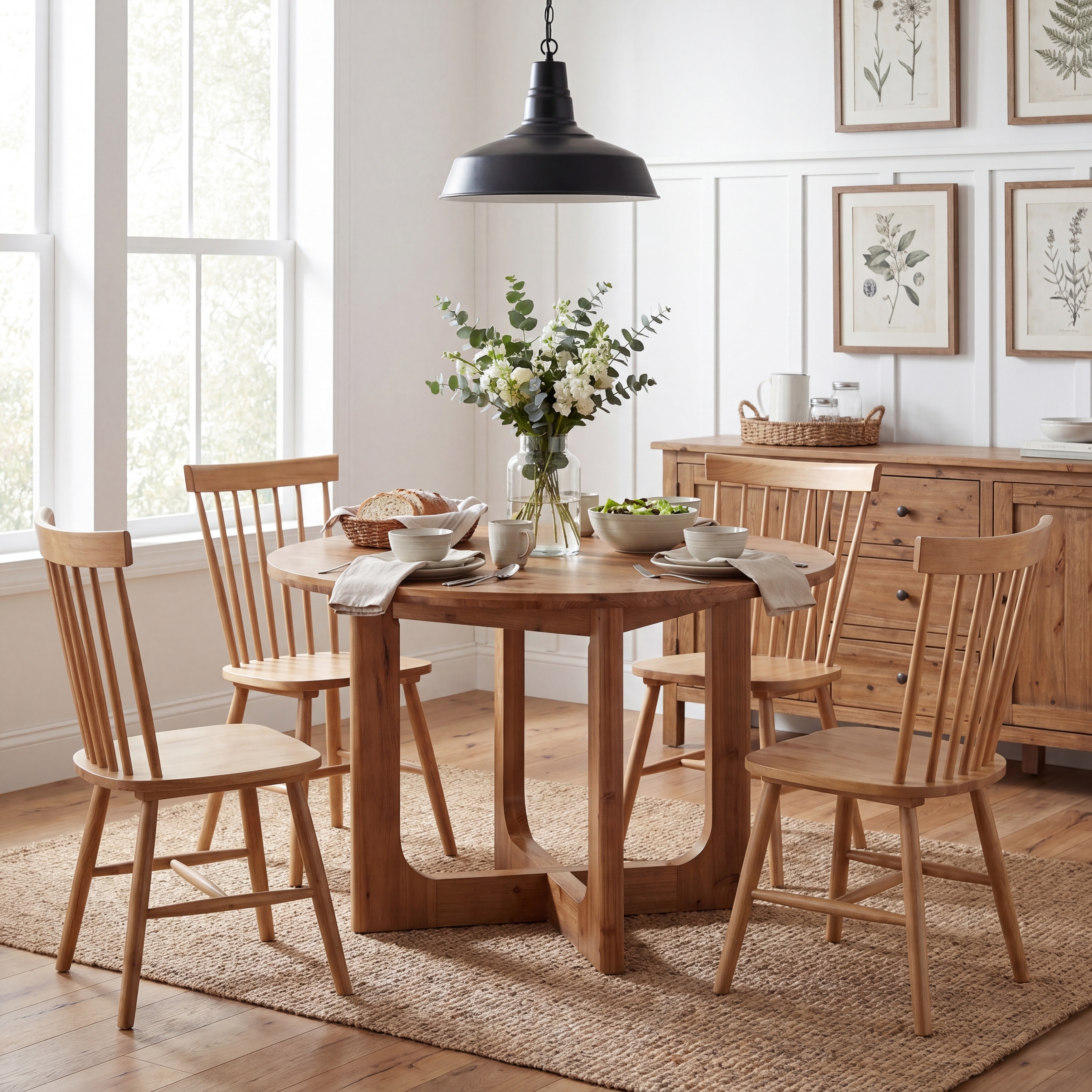 39-Inch Solid Wood Round Dining Table with Cutout X Base