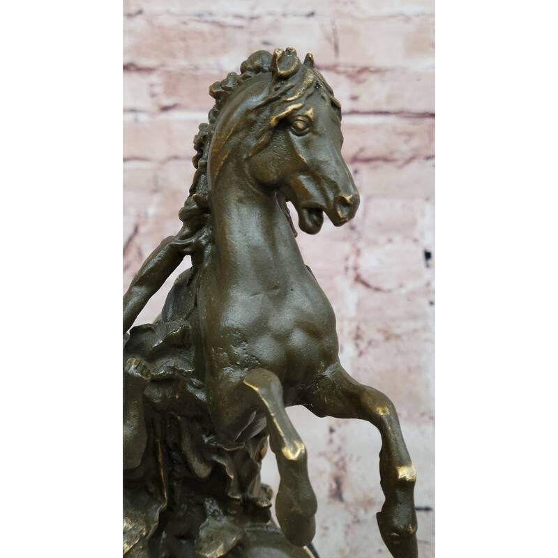 Mythological Woman With Rearing Imitative Horse Bronze Sculpture - Clical Equestrian Art