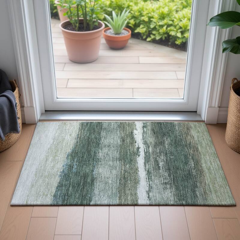 Machine Washable Indoor/Outdoor Watercolor Ombre Chantille Rug