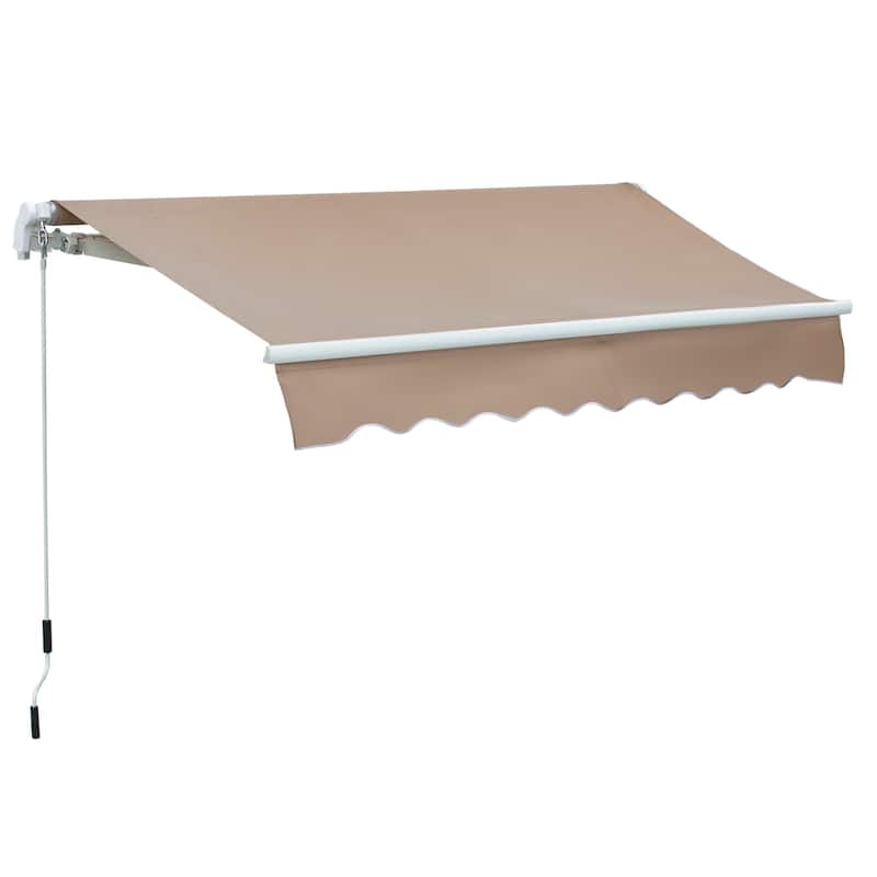 Outsunny 8' x 6.6' Outdoor Patio Manual Retractable Exterior Window Awning, Coffee Brown